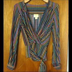 Anthropologie Maeve Striped Wrap Blouse